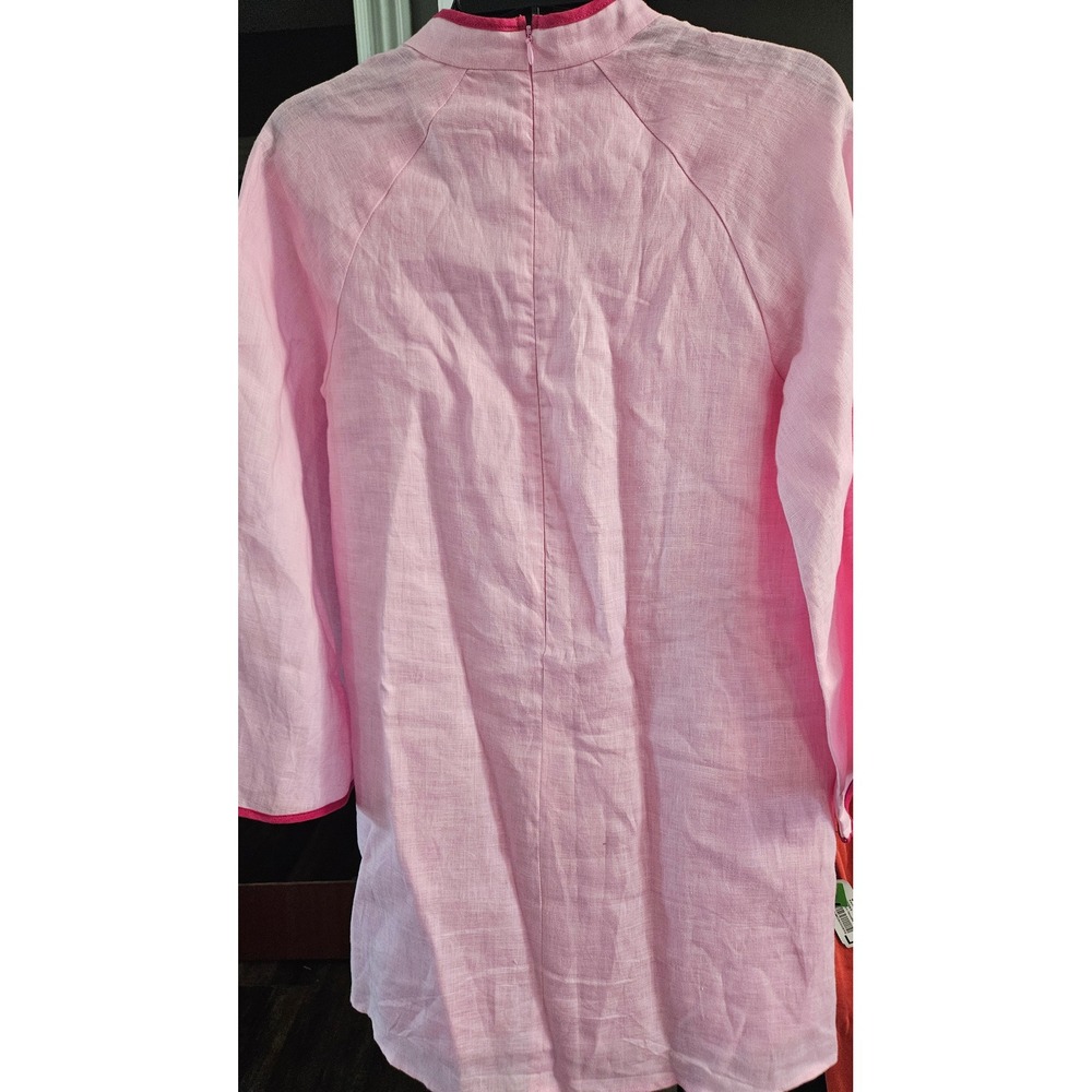 Cottagecore Hyacinth House Pink Seashell Oceana Mini Linen Dress Tuckernuck Sz S - Picture 6 of 7